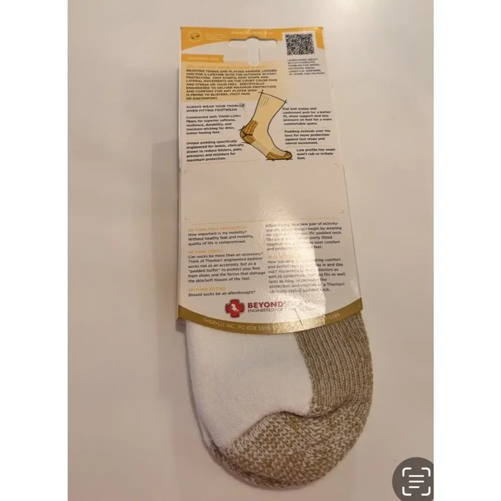 Thorlo Ankle Socks Unisex Large White Beige Wick Moisture Active Tennis TMX000